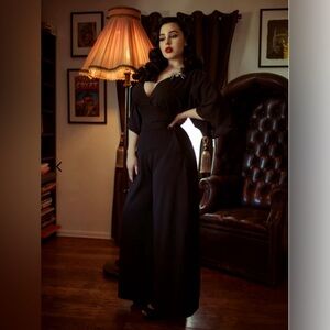 La Femme en Noir XL Palazzo Pants in Black Tailored